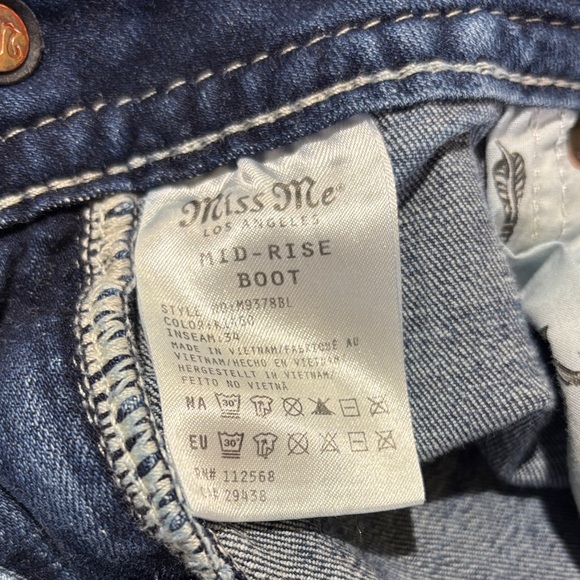 Miss Me Women's Boot Cut Jeans with Black and White Embroidery - Picture 3 of 7